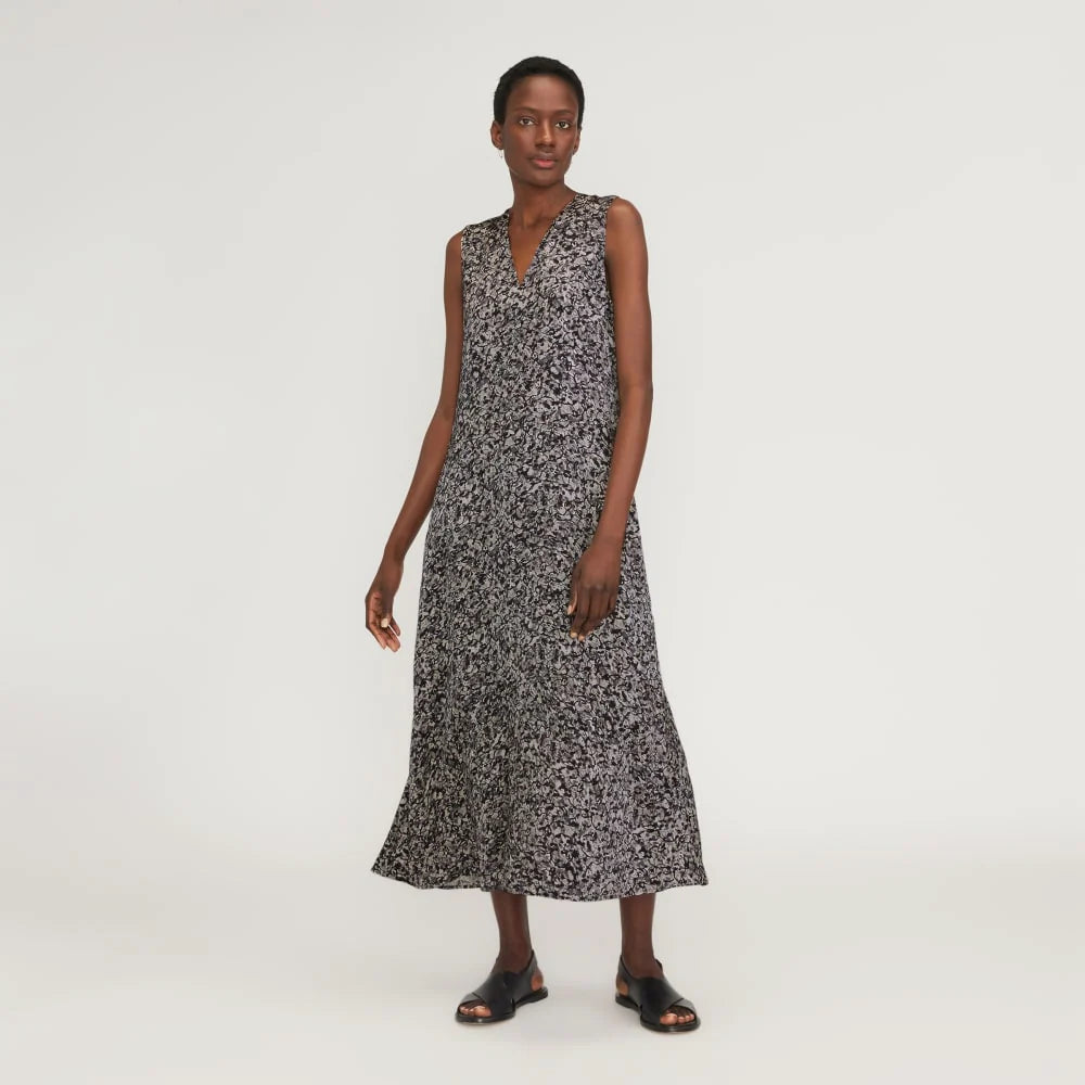 The Satin V-Neck Maxi Dress | Splatter