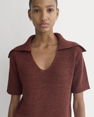 Open Collar Polo | Henna Red
