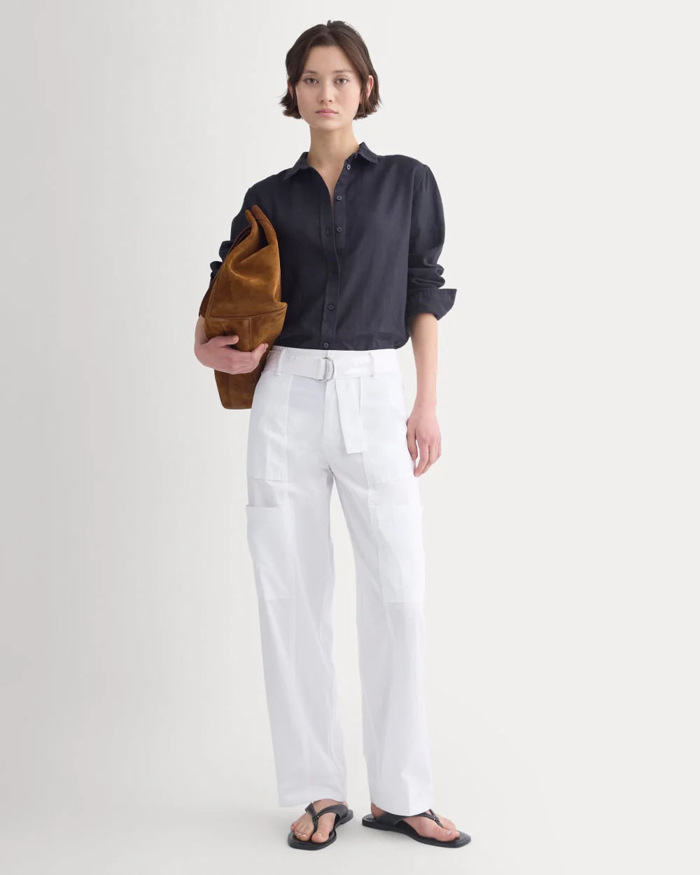 Utility Straight-Leg Cargo Pant | White