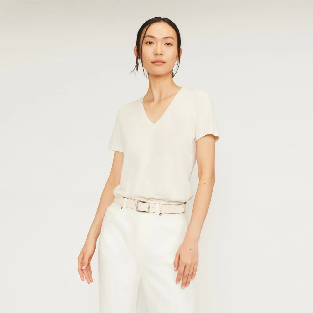 The Organic Cotton V-Neck | Heathered Oat
