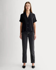 The Notch Shirt in Washable Silk | Black