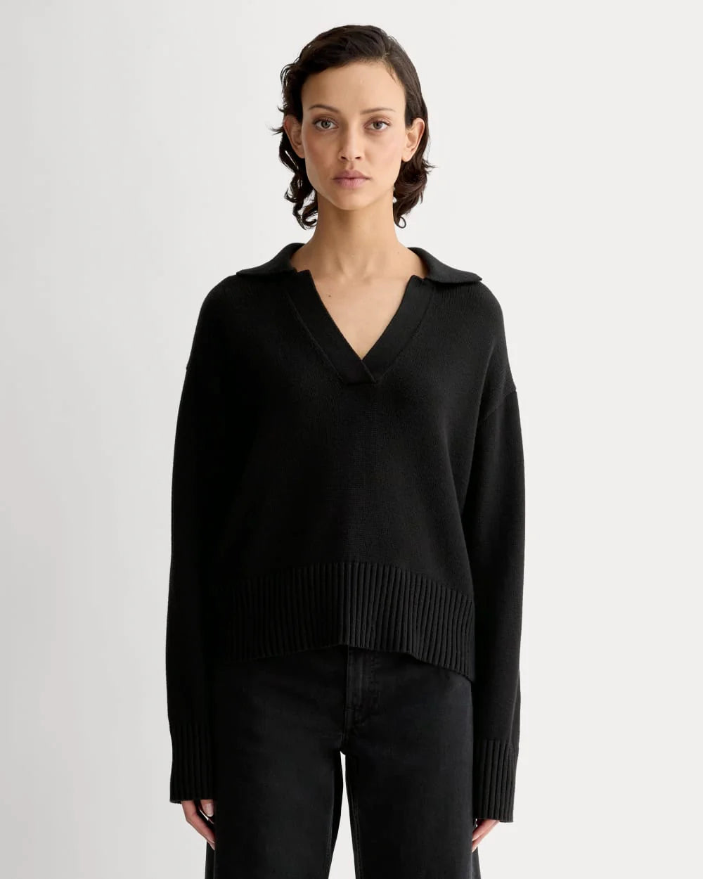 The Boxy Polo in Everyday Cotton | Black
