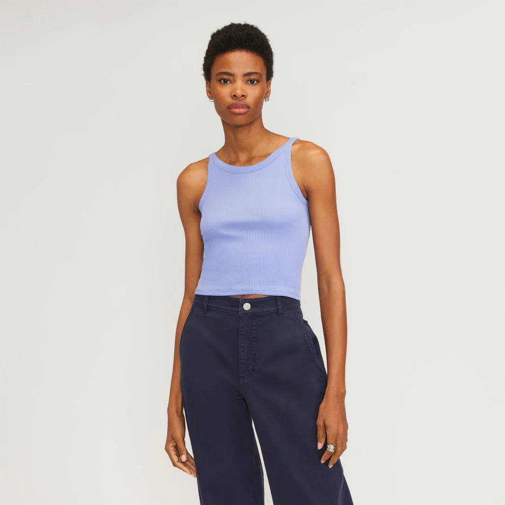 The Pima Micro-Rib Short Tank | Cornflower Blue