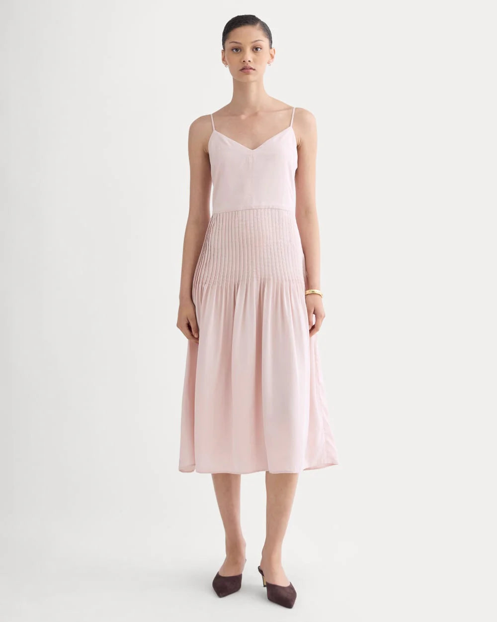 The Pleated Slip Dress in Butterlite | Soft Rose