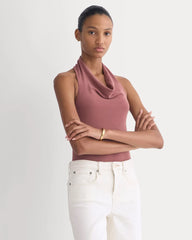 Halter Cowlneck Top in Butterknit | Washed Henna