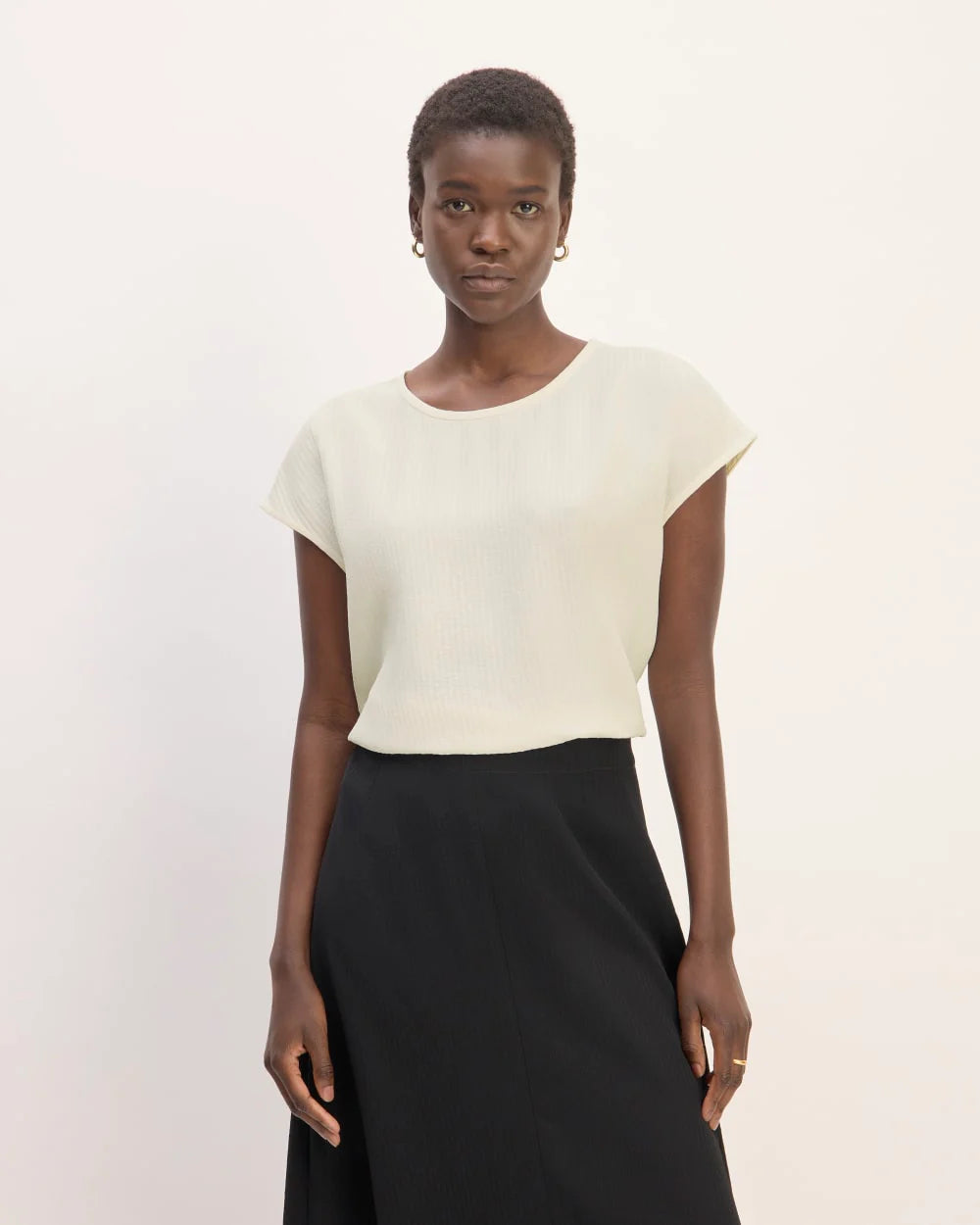 The Mini Jacquard Stripe Top | Bone