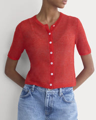 The Air Alpaca™ Short-Sleeve Cardigan | Fiery Red