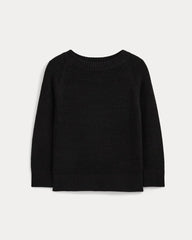 Wide-Neck Crew Sweater in Tape Yarn | Black
