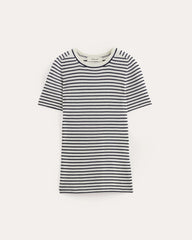 The Sweater Tee in Ultrasoft Merino | Bone/Navy