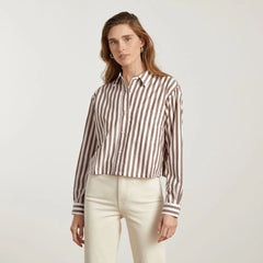 The Way-Short Shirt in Silky Cotton | Espresso / White