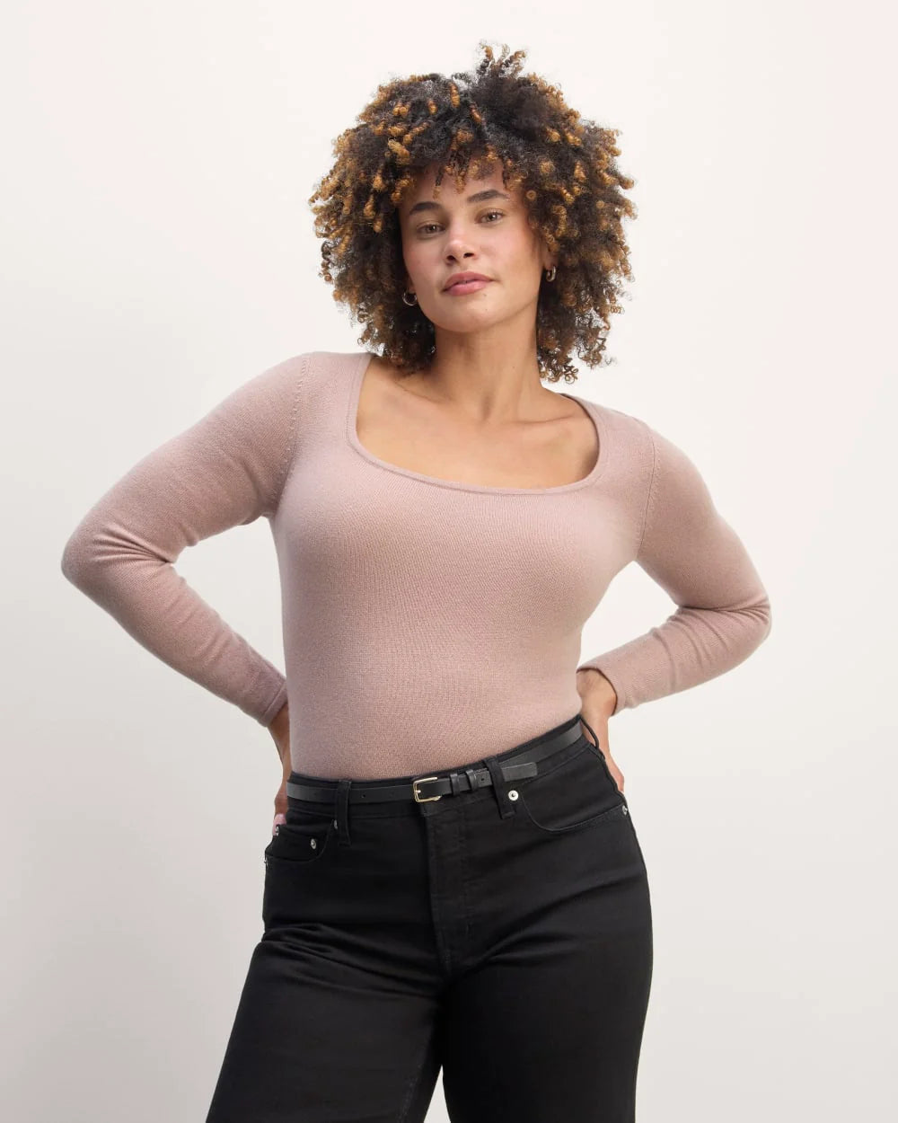 The Square Neck in Cashmere | Dusty Rose