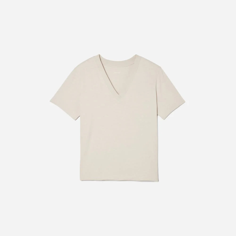 The Vintage V-Neck Hemp Tee | Moonlit Cloud