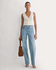 Button-Front Tank in Tape Yarn | Bone