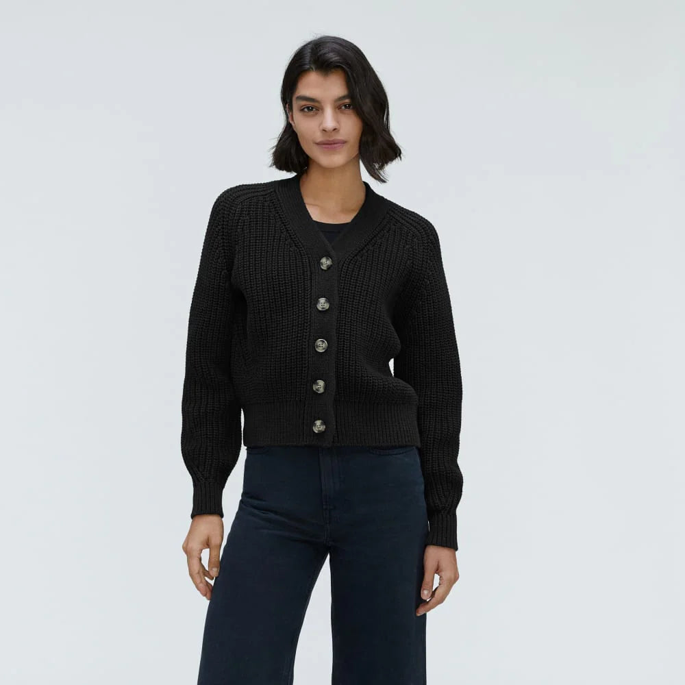 The Texture Cotton Cardigan | Black
