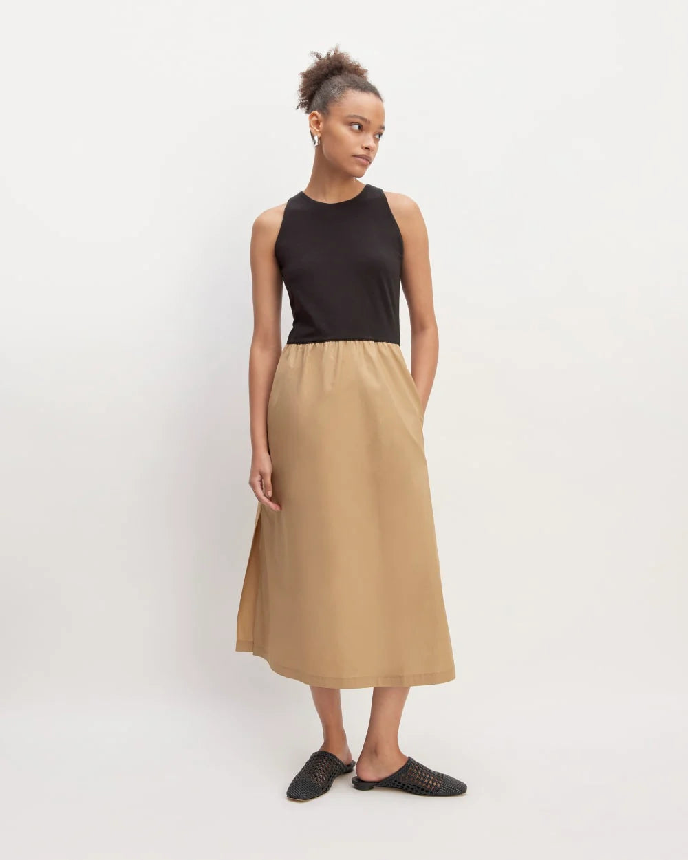 The Supima® High-Neck Riviera Dress | Black / Tiger's Eye