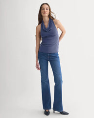 Halter Cowlneck Top in Butterknit | Washed Navy