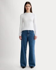 The Luxe Rib Funnel-Neck Tee | White