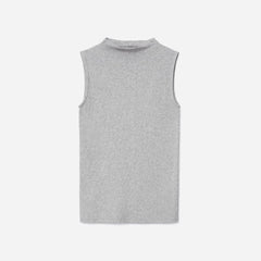 The Pima Micro-Rib Funnel-Neck Tank |  Heathered Grey