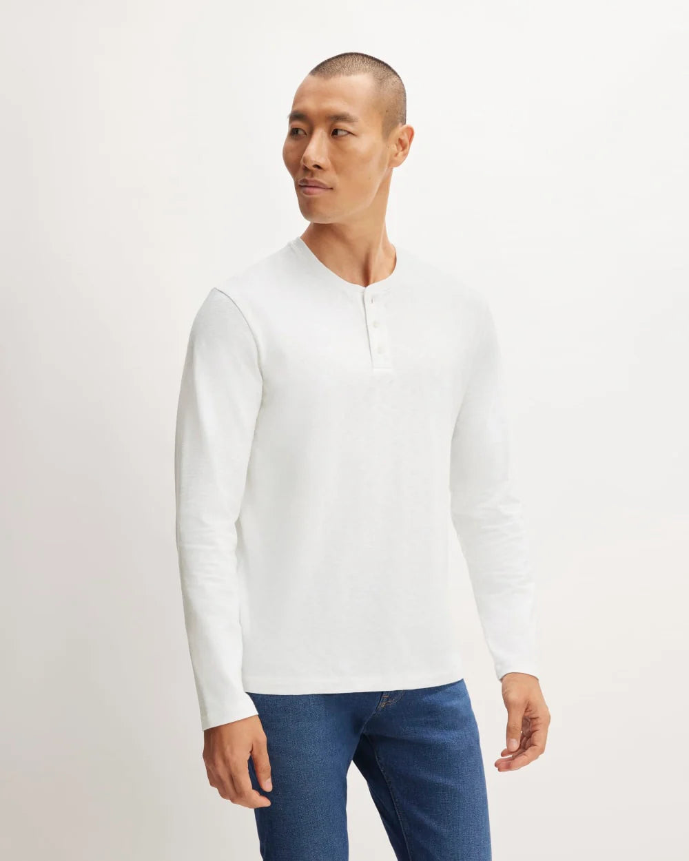 The Slub Long-Sleeve Henley | White