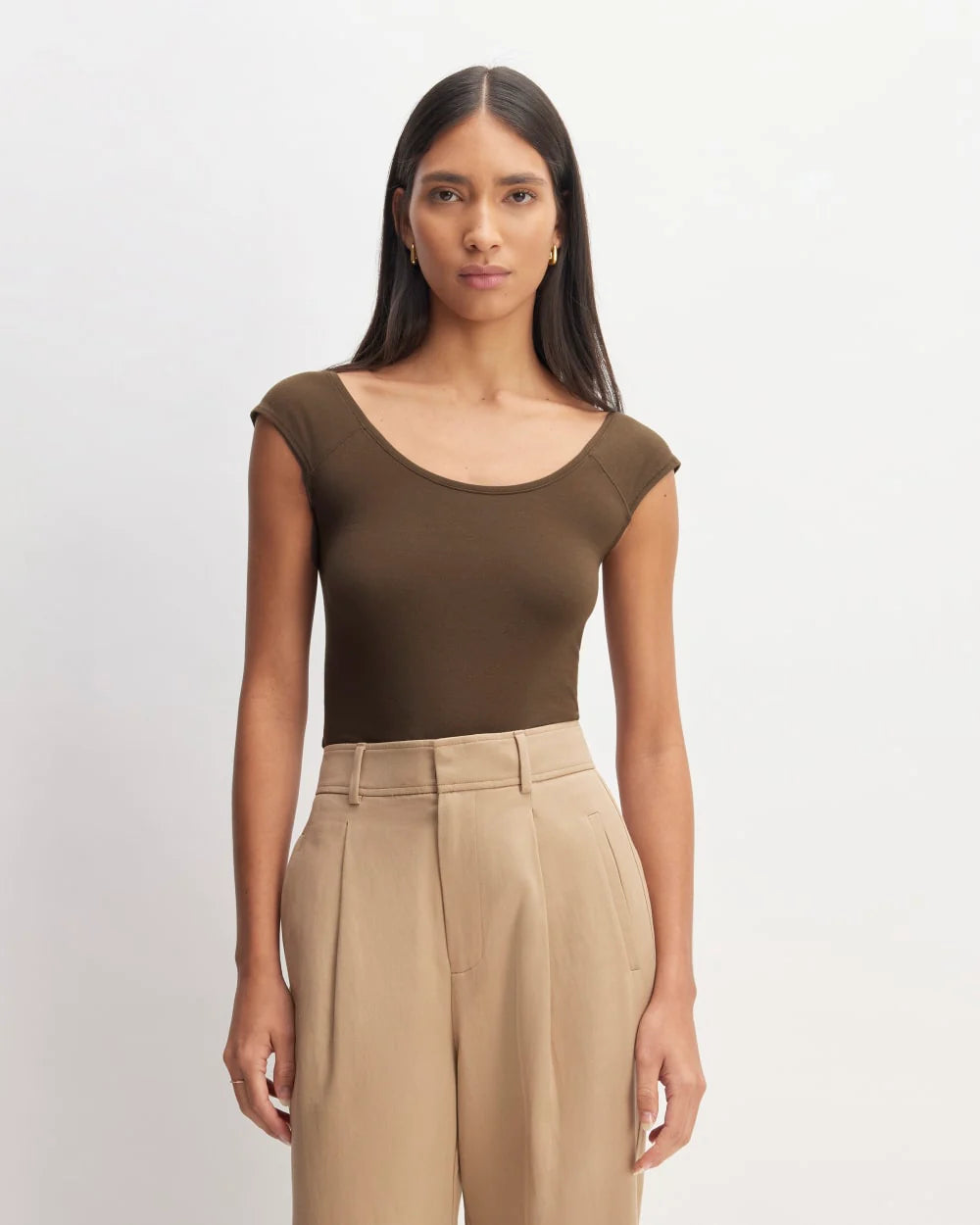 The Supima® Form Cap-Sleeve Tee | Cocoa