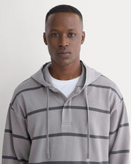 Vintage Rugby Hoodie | Overdye Charcoal Gray Stripe