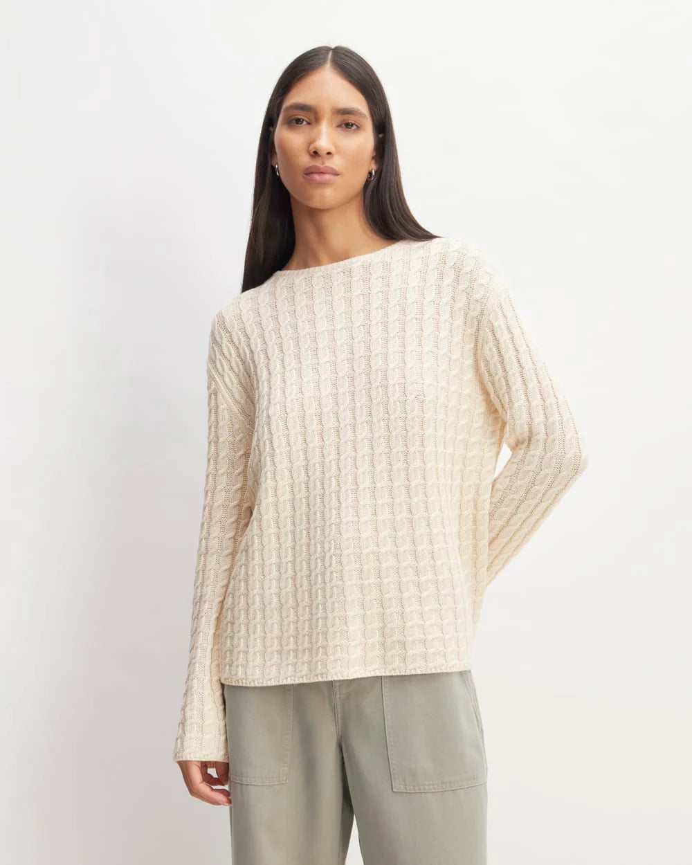 The Cotton Merino Cable Crew | Canvas
