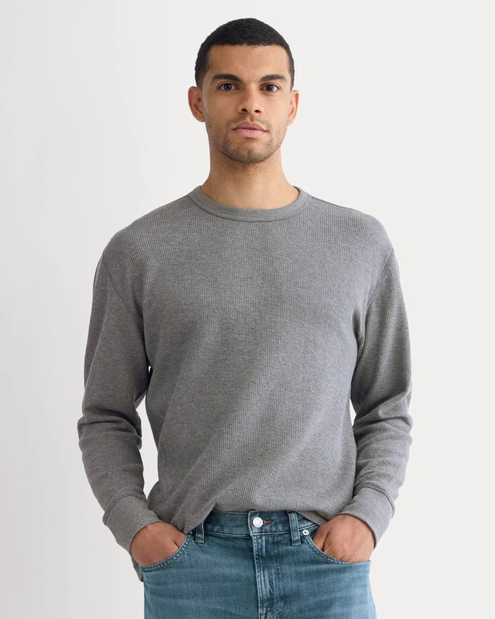 Thermal Crew in Cozy Waffle | Heathered Charcoal