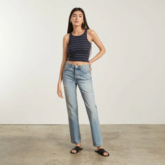 The Pima Micro-Rib Short Tank |  Navy / White