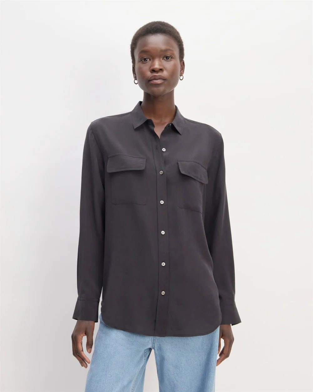 The Utility Shirt in Washable Silk | Black