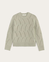 The Pointelle Sweater in Cloud | Seagrass