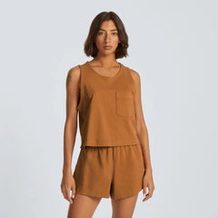 The Premium Weight Cropped Pocket Tank | Tawny Brown