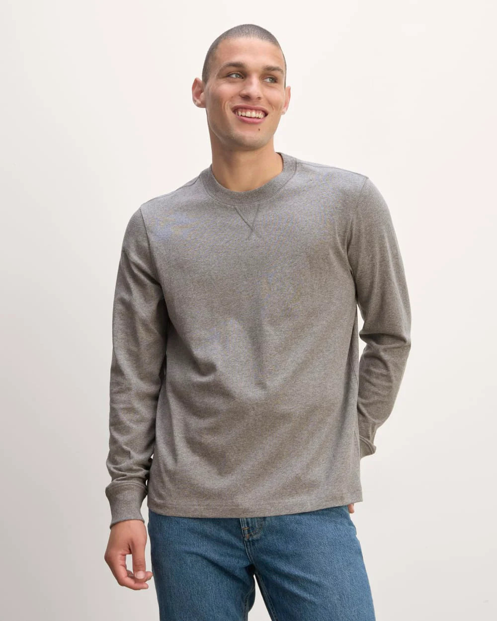 The Premium-Weight Relaxed Crew | Heathered Mid-Grey