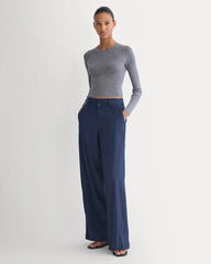 The Cropped Crew Top in Ultrafine Merino | Heather Mid Grey
