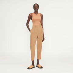 The Poplin Pleated Taper Pant | Caramel