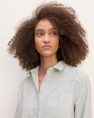 The Everlane x Marques' Almeida Patchwork Relaxed Shirt | Grey Stripe Patchwork