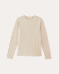 The Slim Long-Sleeve Crew in Essential Cotton | Heathered Oat