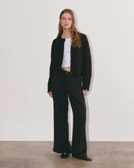 The Pointelle Cardigan in Cloud | Black