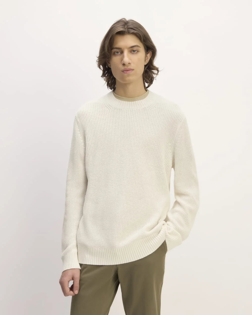 The No-Sweat Ribbed Crew | Heathered Canvas