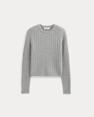 Mix Ribbed Crew in Cashmere | Light Heather Grey