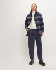 The Italian ReWool® Oversized Shirt Jacket | Navy / Shadow Plaid