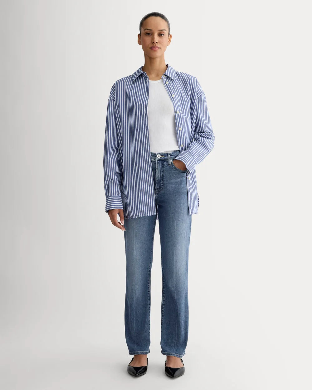 The High-Key Stovepipe Jean | Mid Indigo