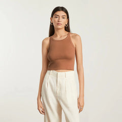 The Pima Micro-Rib Short Tank | Tawny Brown