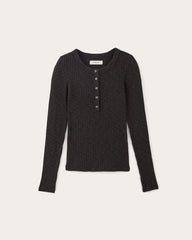 The Cozy Rib Henley | Black