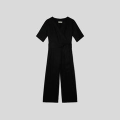 The Wrap Jumpsuit in Linen | Black