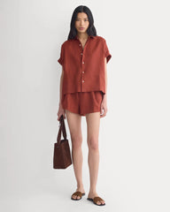 The Boxy Shirt in Linen | Henna Red