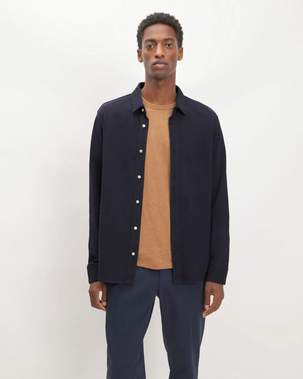 The Long-Sleeve Pique Shirt | Deep Navy