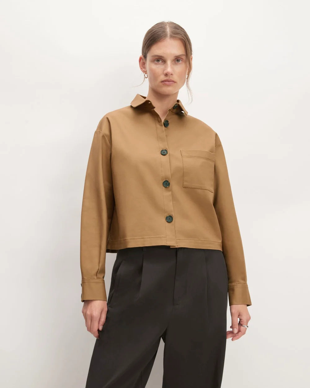 The Structured Cotton Cropped Shirt | Toasted Coconut