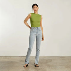 The Pima Micro-Rib Funnel-Neck Tank | Pepper