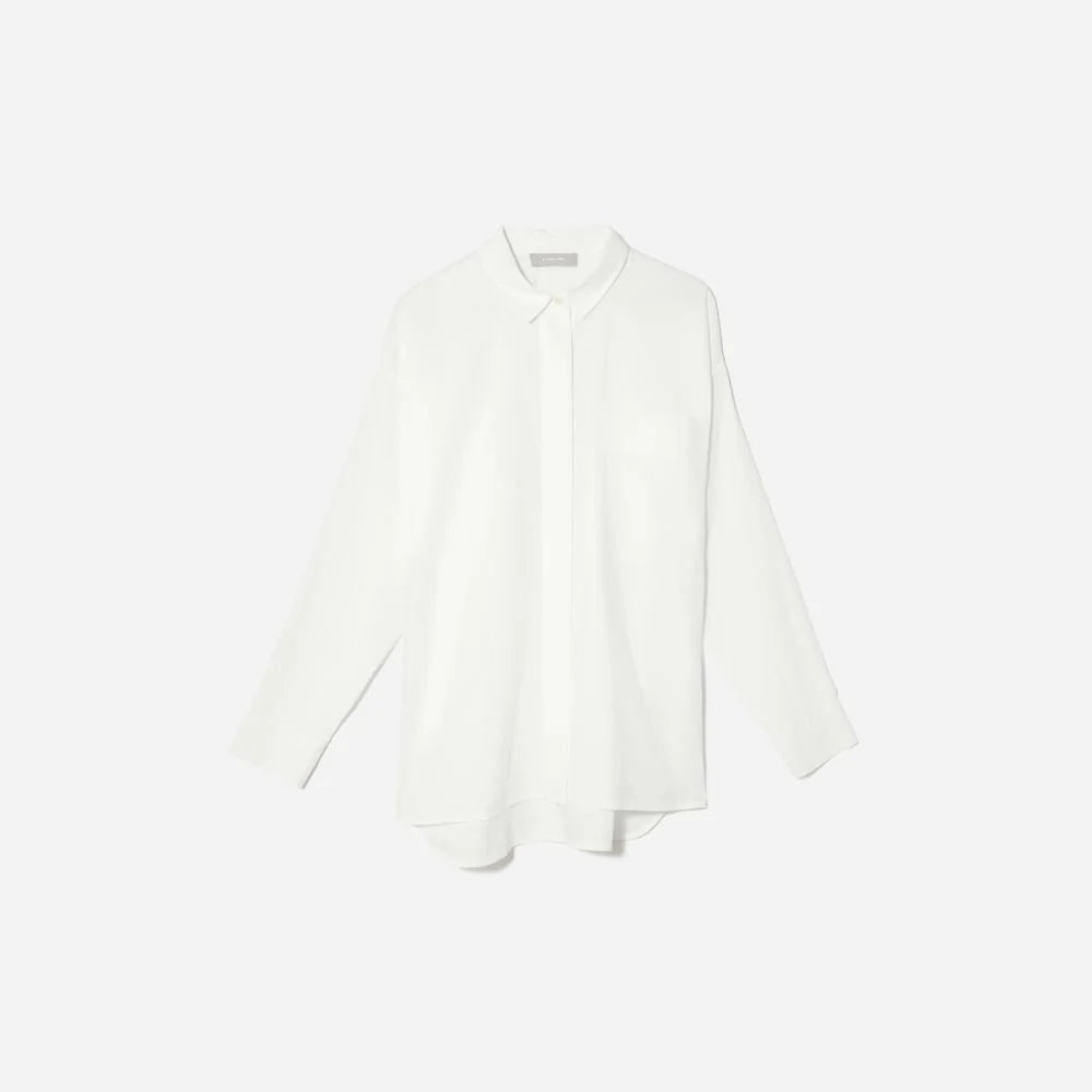 The Oversized Silky Cotton Shirt | White