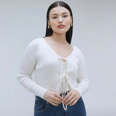 The Cotton-Merino Front-Tie Top | Snowflake